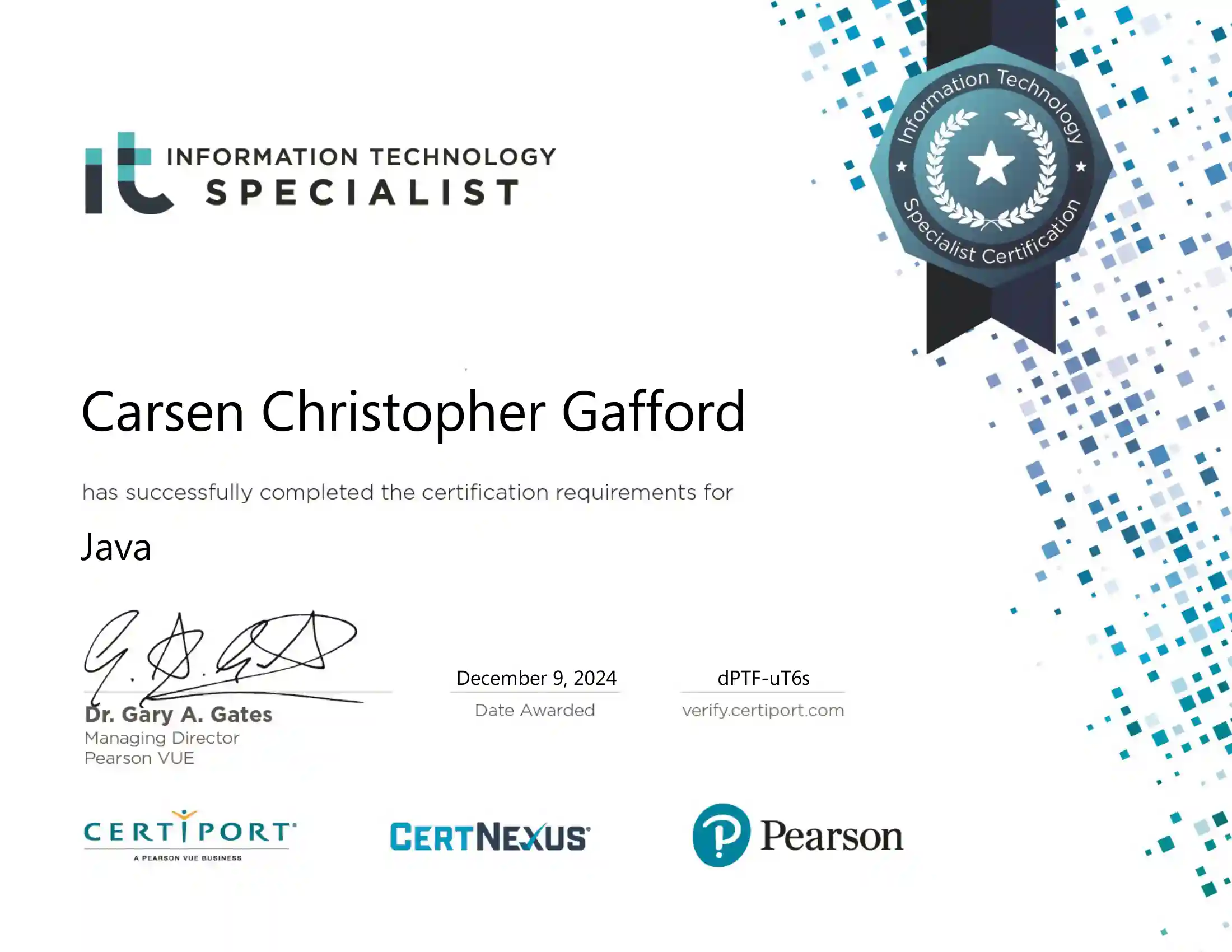 Java Certificate